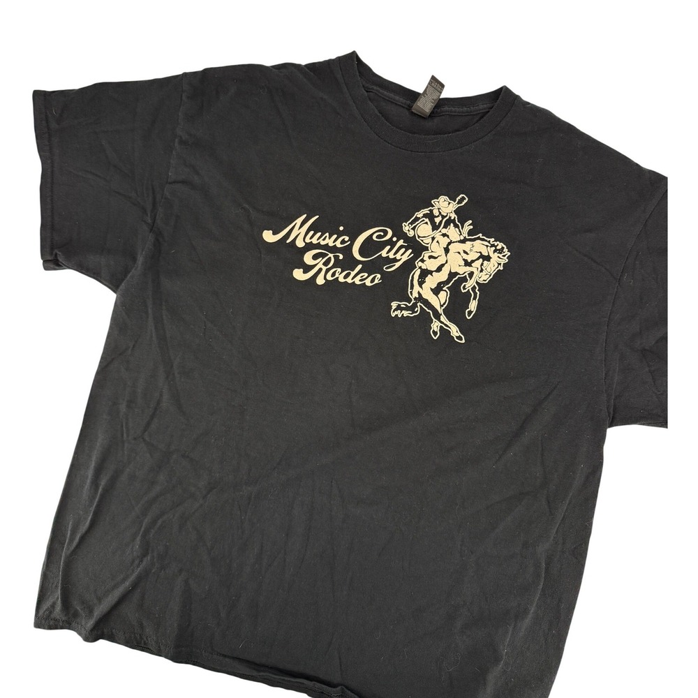 Gildan Music City Rodeo Graphic‎ T-Shirt Mens XL Black Heavy Cotton Short Sleeve
